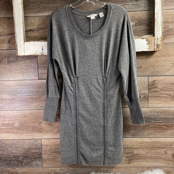 Dereck Heart Women's Gray Scoop Neck Long Sleeve Knee Length Size Medium - Picture 1 of 11